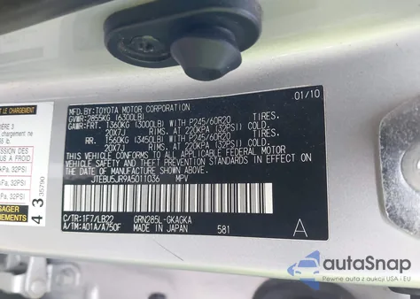 2010 Toyota 4Runner Limited V6 from USA, damaged, VIN JTEBU5JR9A5011036